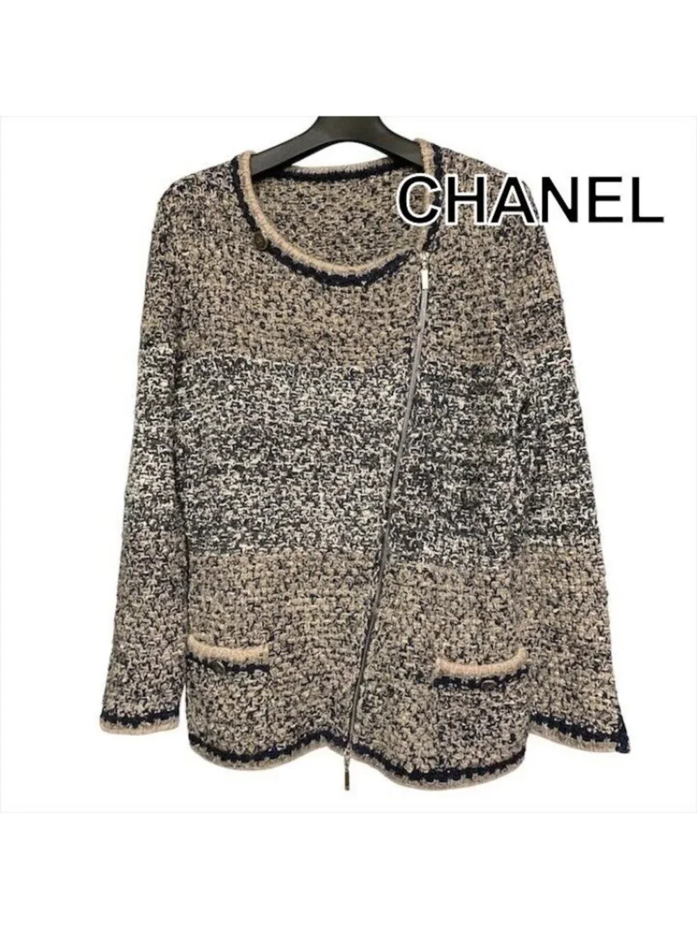 Chanel CC Logo Zip Rider's Jacket Knit M